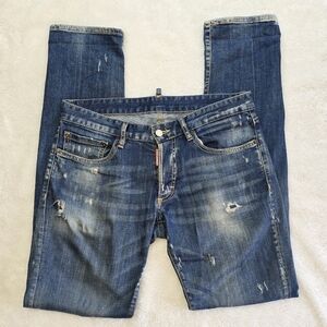 DSQUARED2 Slim Fit Distressed Faded Denim Pants Made In Italy Men's Jeans Sz.30